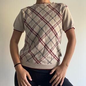 Plaid vintage top knit shirt size small